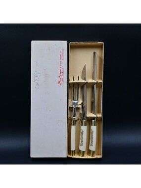 Masterpiece Super Stainless 3Pc Carving Set Royal Brand Cutlery  Vintage
